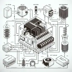 Manutenção de componentes eletrônicos de potência em sistemas de automação industrial e energia com produtos Mean Well Brasil.