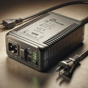 Carregador de bateria de alta potência de 160W com conexão de energia AC, ideal para sistemas de energia unipolar ou trifásico, compatível com produtos Mean Well Brasil.