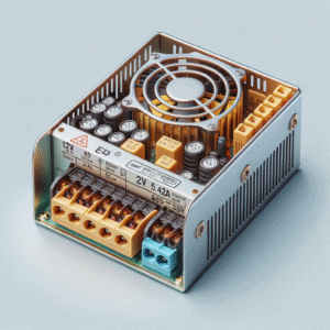 Fonte Médica AC/DC 12V 5,42A 65W Saída Única Tipo Aberta 1 Célula de fonte de alimentação Mean Well com componentes eletrônicos, dissipador de calor e conector de saída para aplicações industriais confiáveis.