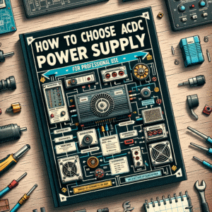 1. Guia profissional de escolha de fontes de alimentação AC/DC com ilustrações detalhadas e componentes eletrônicos.